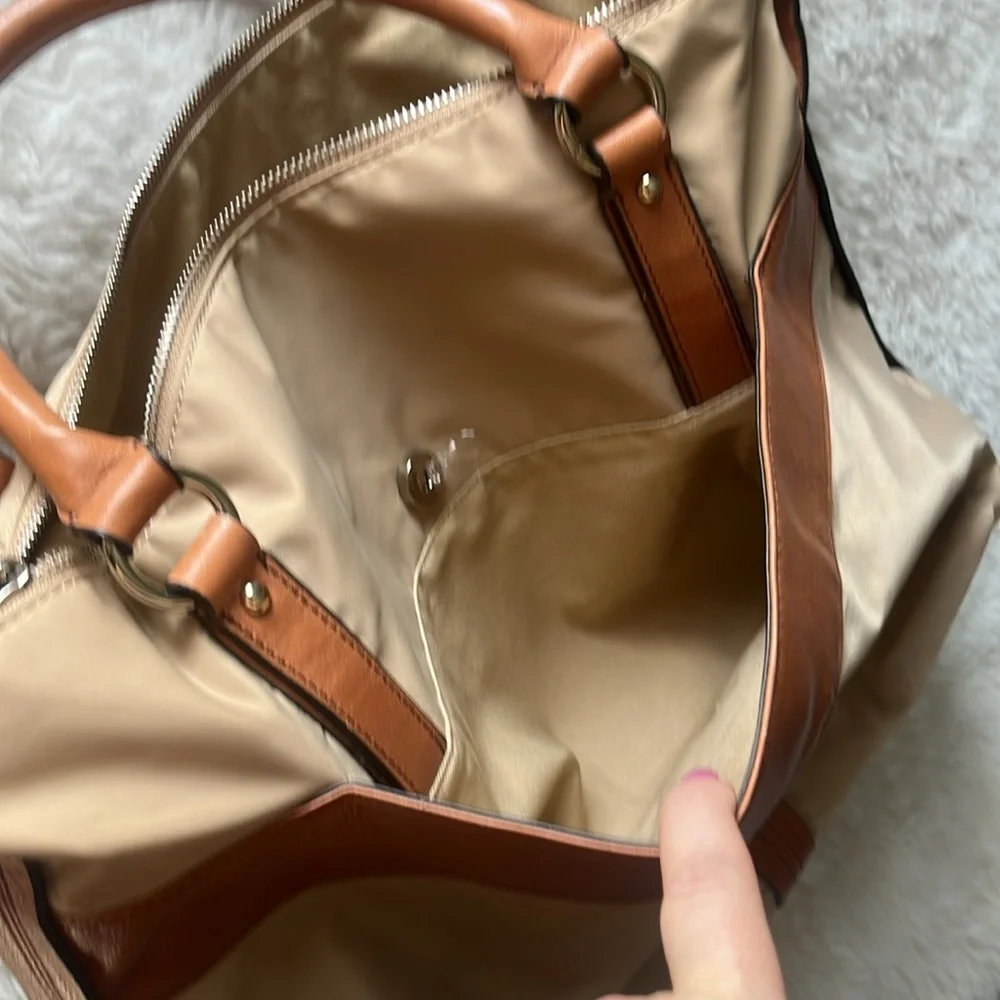Men's Beige and Tan Travel Tote Bag - Classic Carryall